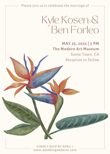 Birds of paradise wedding invitation