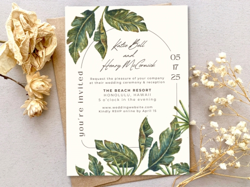Botanical leaves invitation
