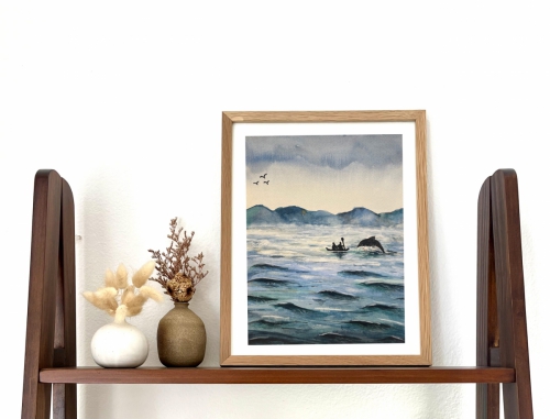 Custom 8x10" wall art (Santa Barbara kayaking)